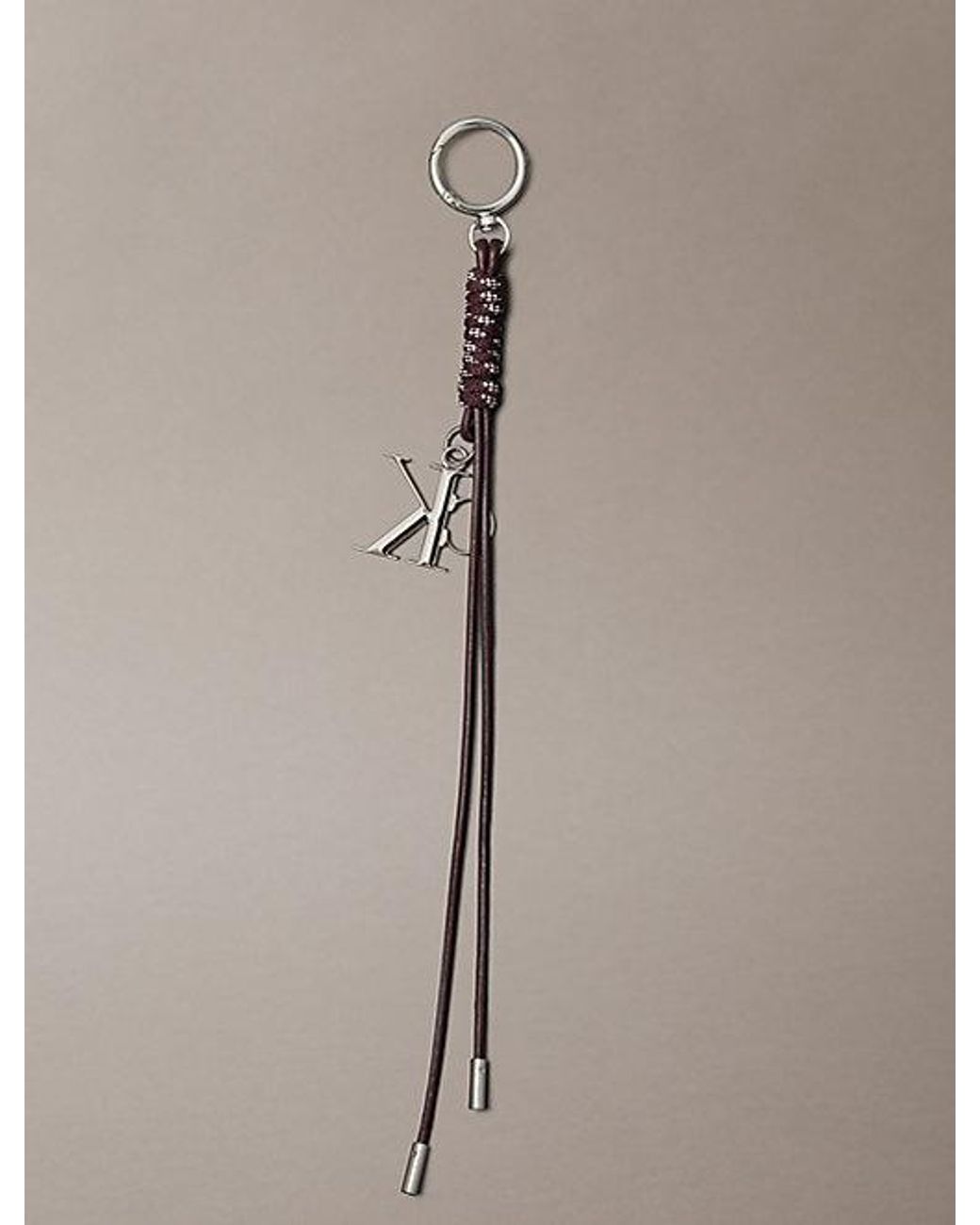 Calvin Klein Gray Knotted Tassel Logo Bag Charm
