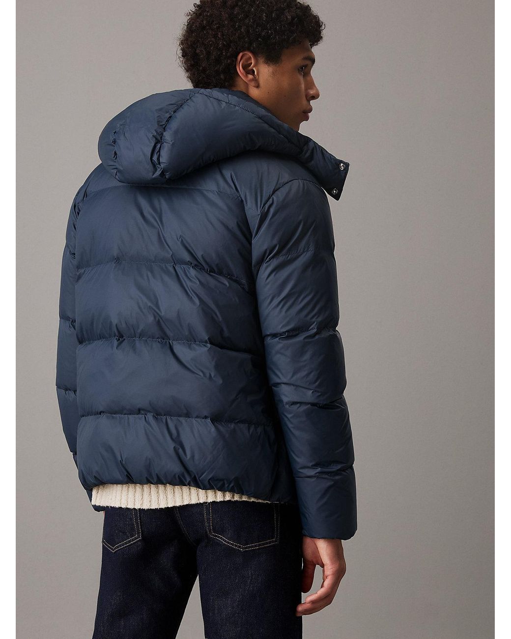 Hooded down puffer jacket calvin klein sale