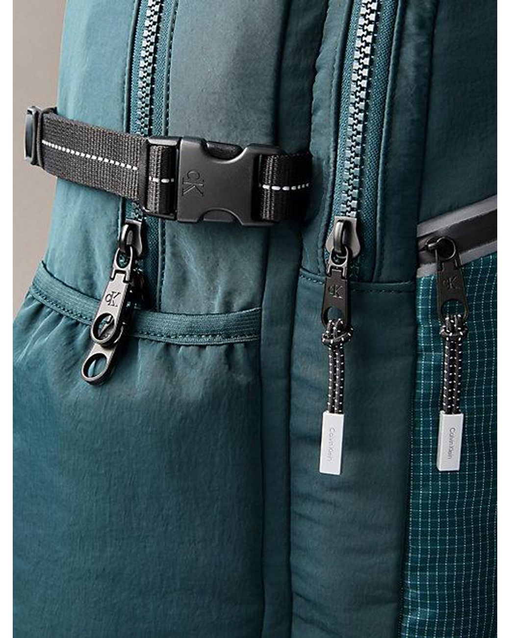 Calvin Klein Blue Striped Utility Zip Round Backpack for men