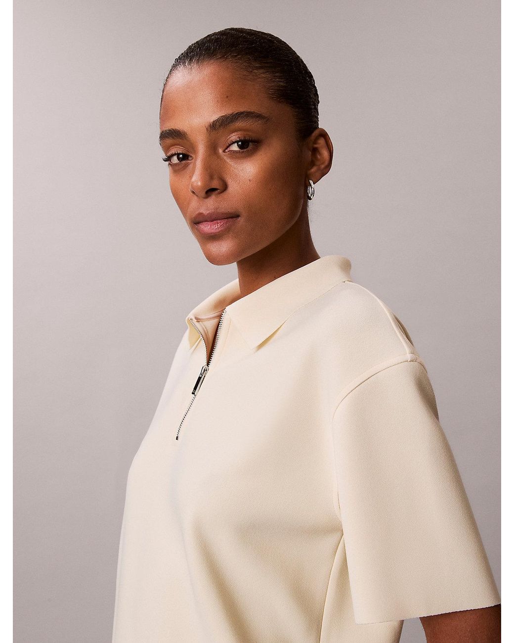 Top Con Zip di Calvin Klein in Natural