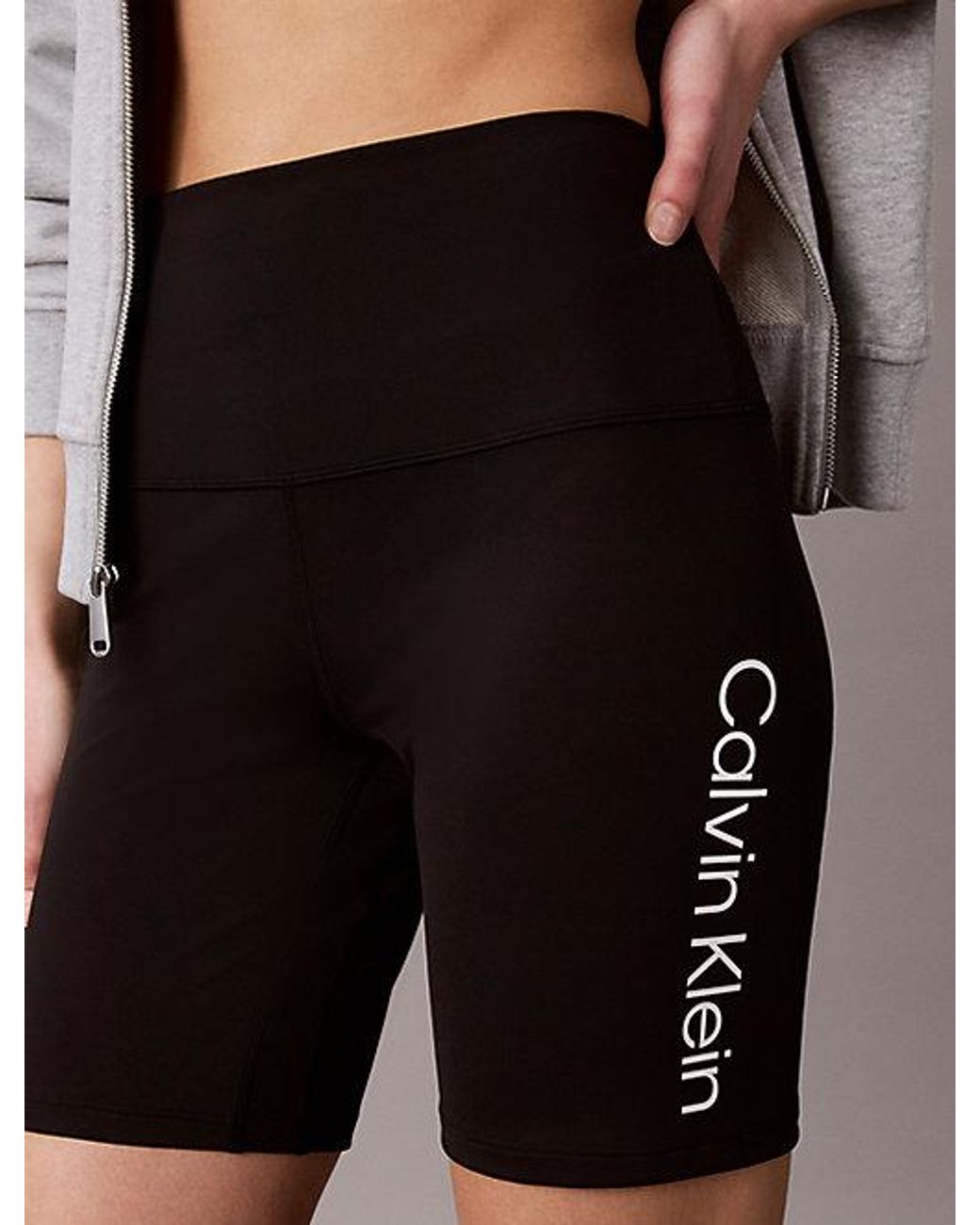 Calvin Klein Sneldrogende Nauwe Sportshorts Met Hoge Taille in het Brown