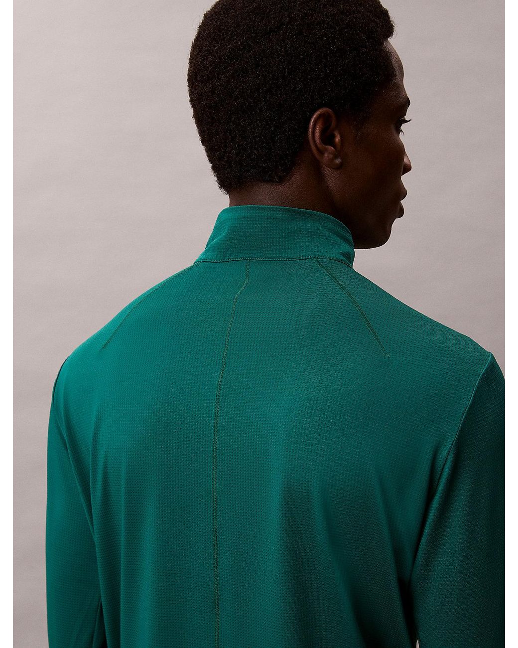 Calvin Klein Green Quick-Dry 1/4 Zip Long Sleeve Technical Top for men