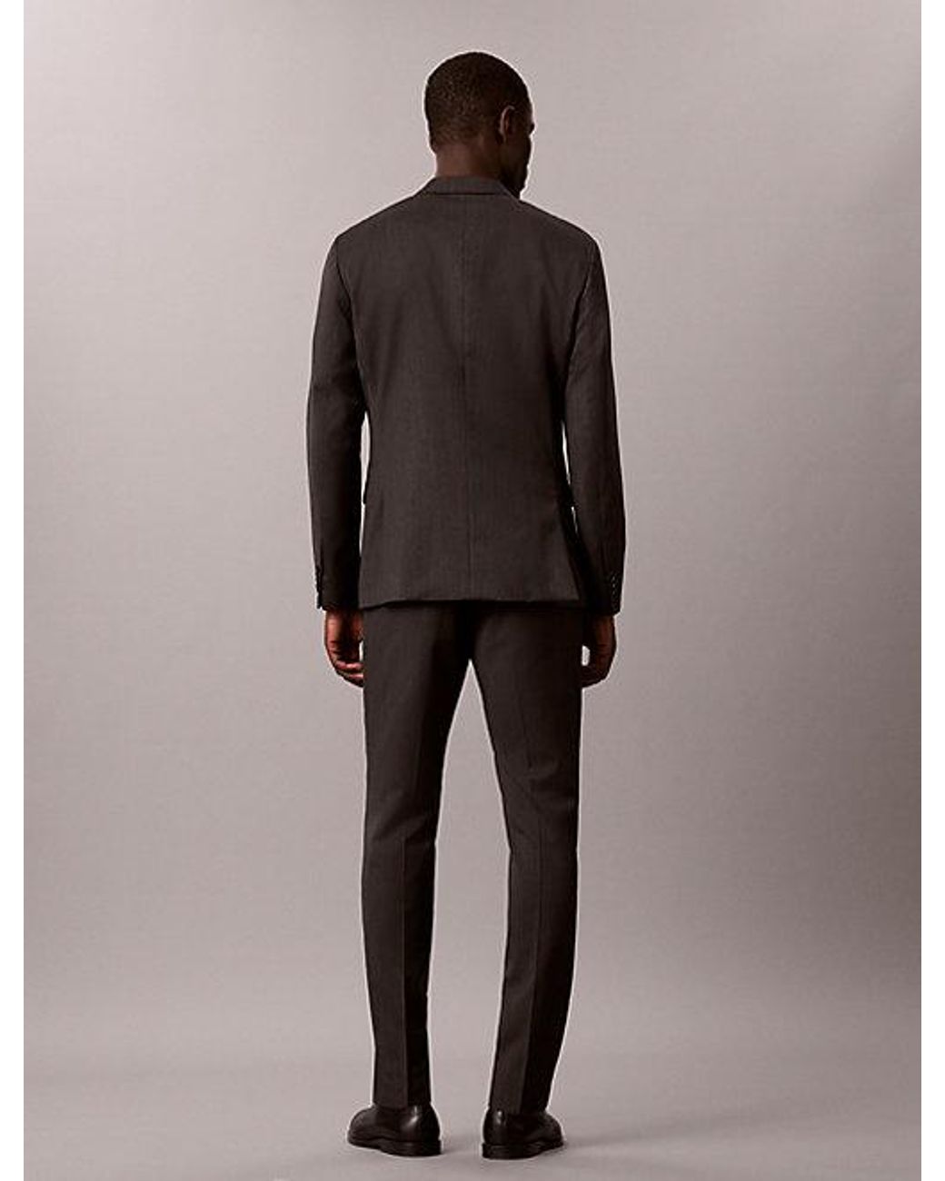Calvin Klein Brown Slim Wool Textured Suit Trousers for men