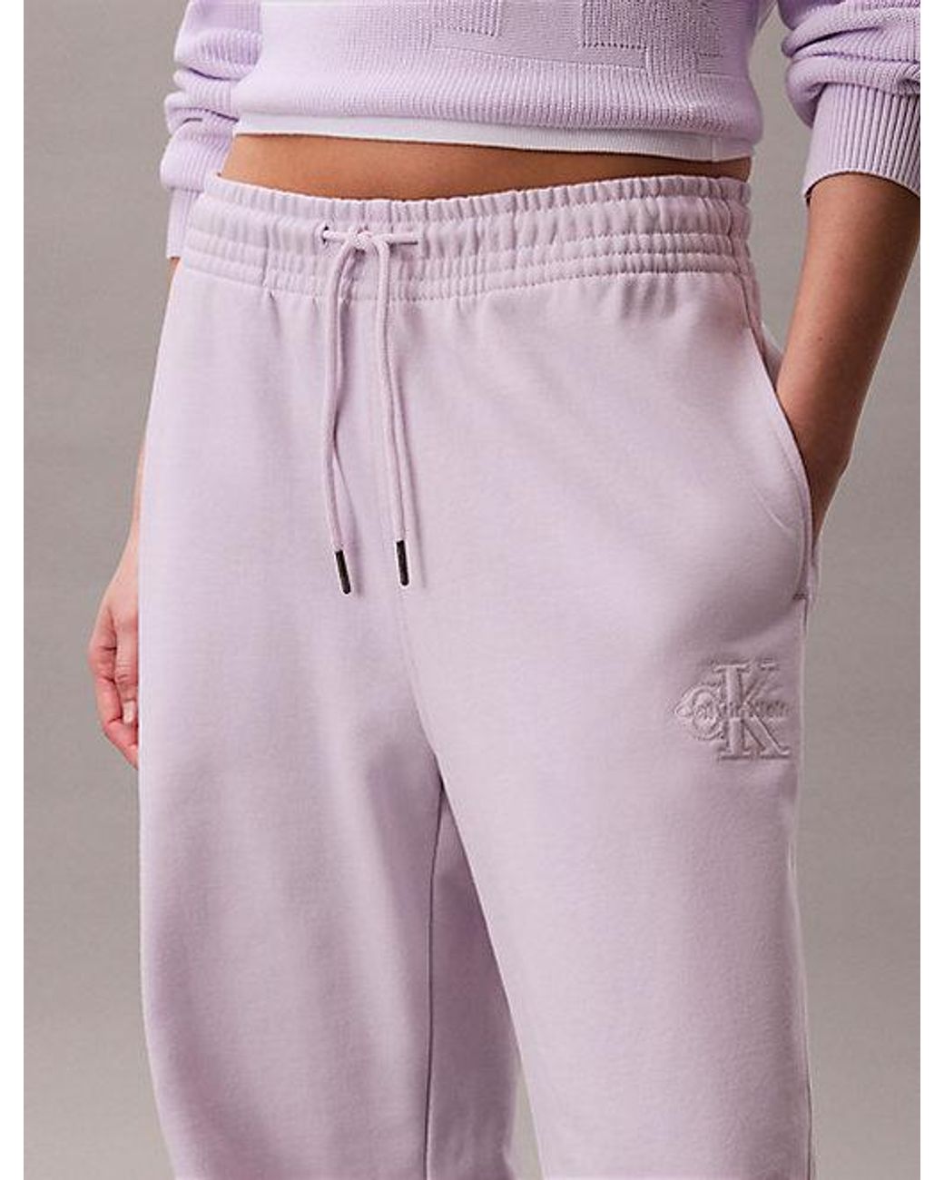 Calvin Klein Pink Jeans Cotton Terry Monogram Joggers