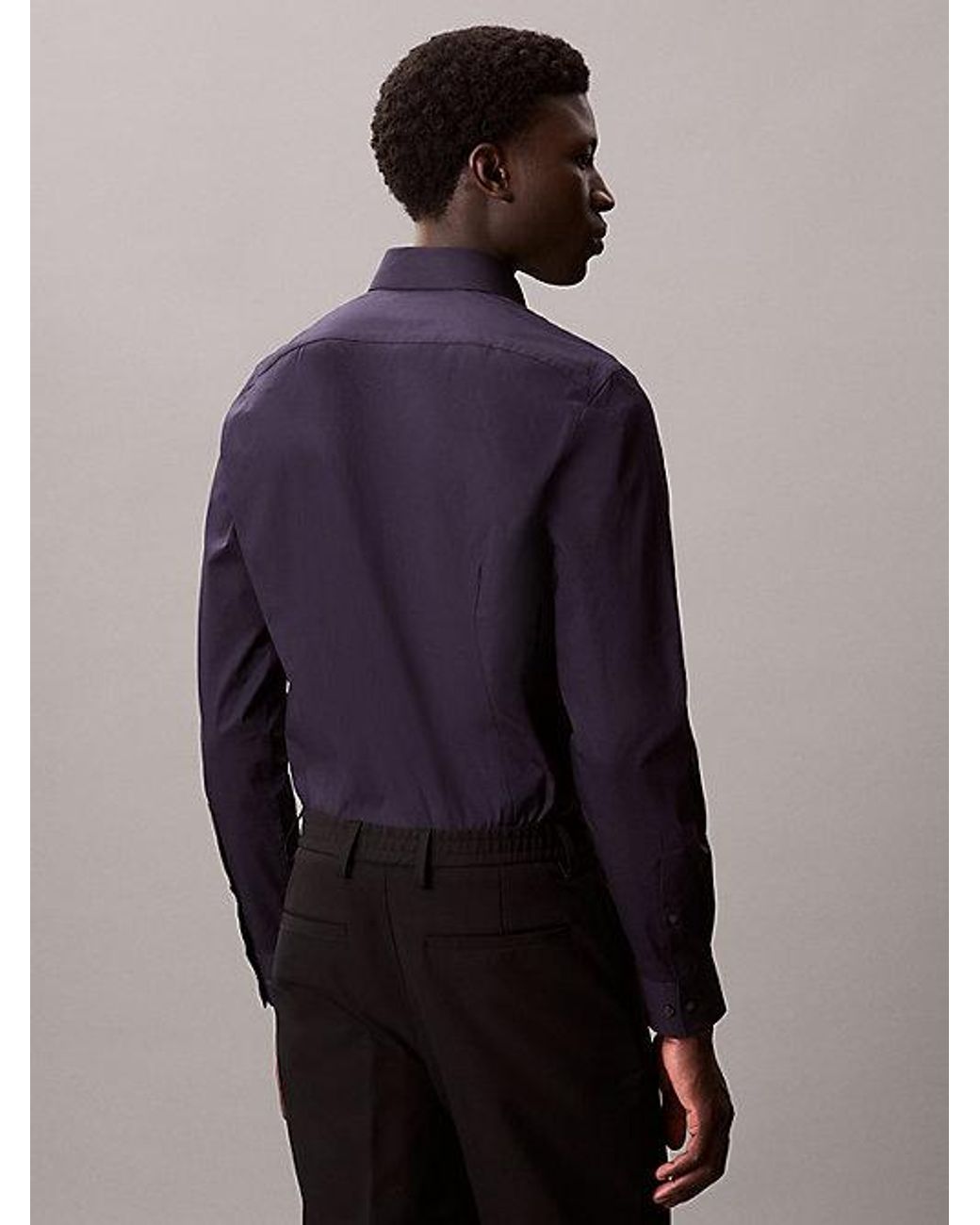 Calvin Klein Blue Slim Stretch Poplin Shirt for men