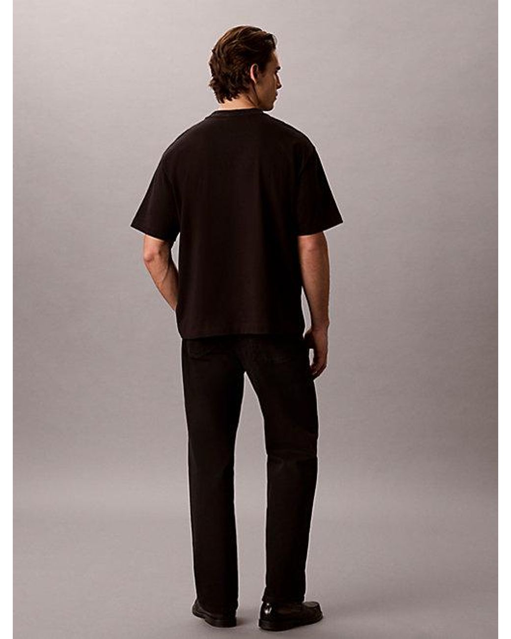 Calvin Klein Black Relaxed Heavy Jersey Logo T-Shirt for men