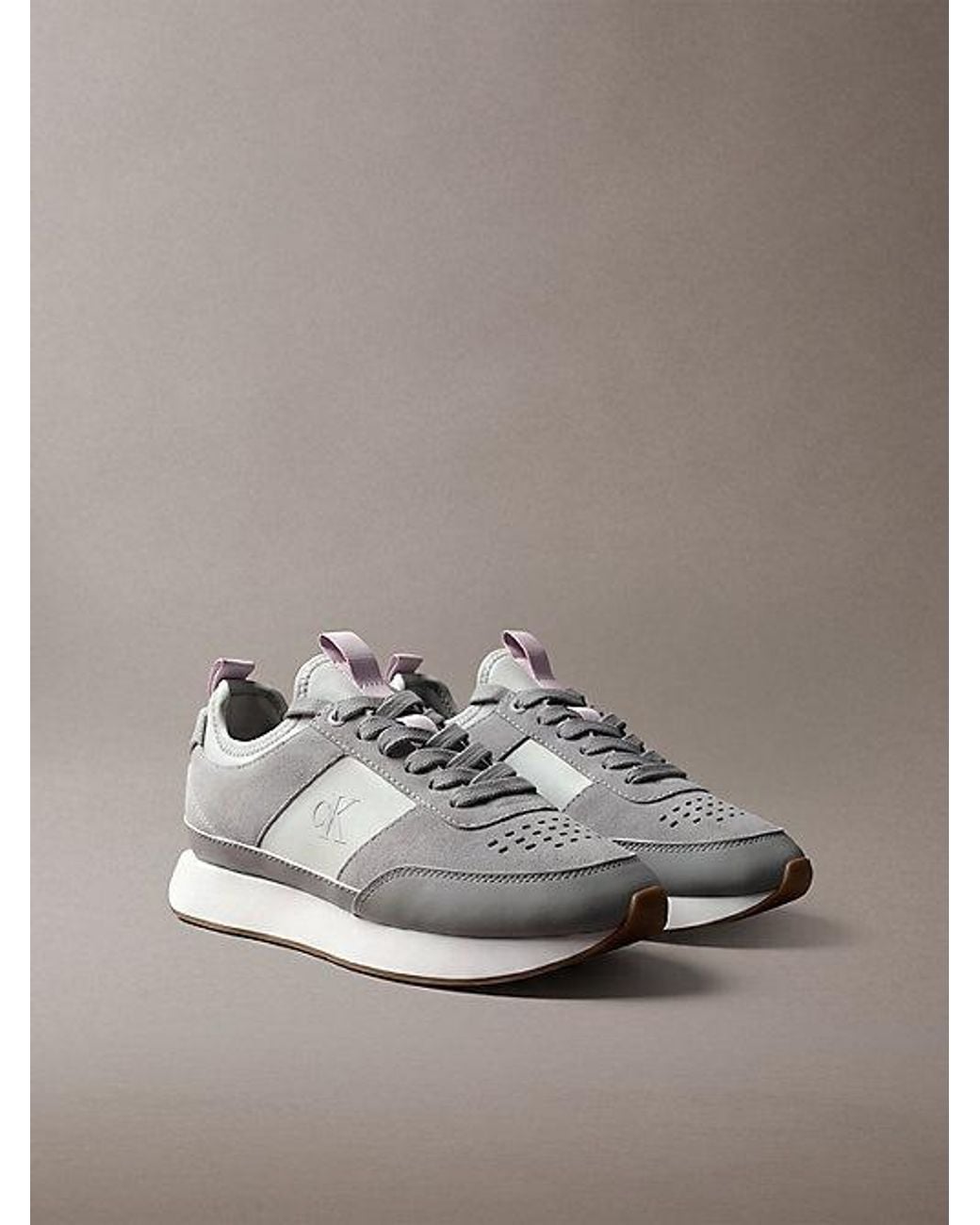Calvin Klein Metallic Suede Signature Logo Runner Trainers