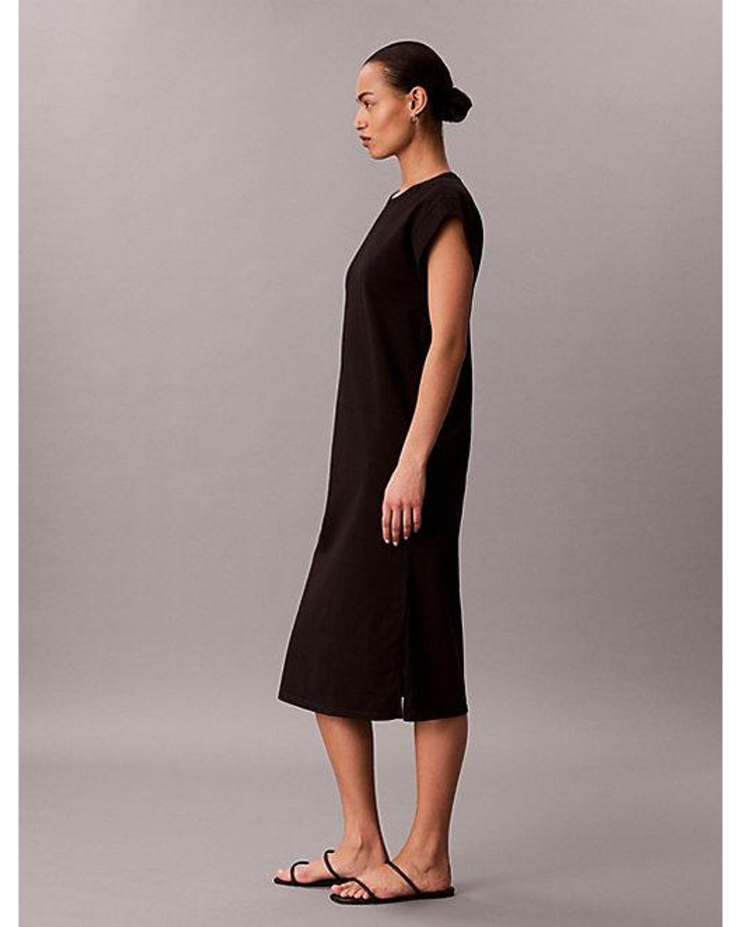 Calvin Klein Black Jeans Relaxed Cotton Jersey Midi Dress