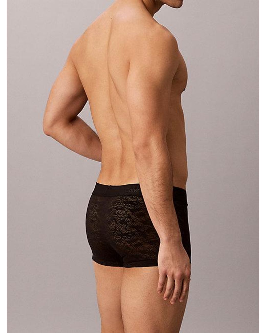 Calvin Klein Black Low Rise Trunks Refined Lace for men