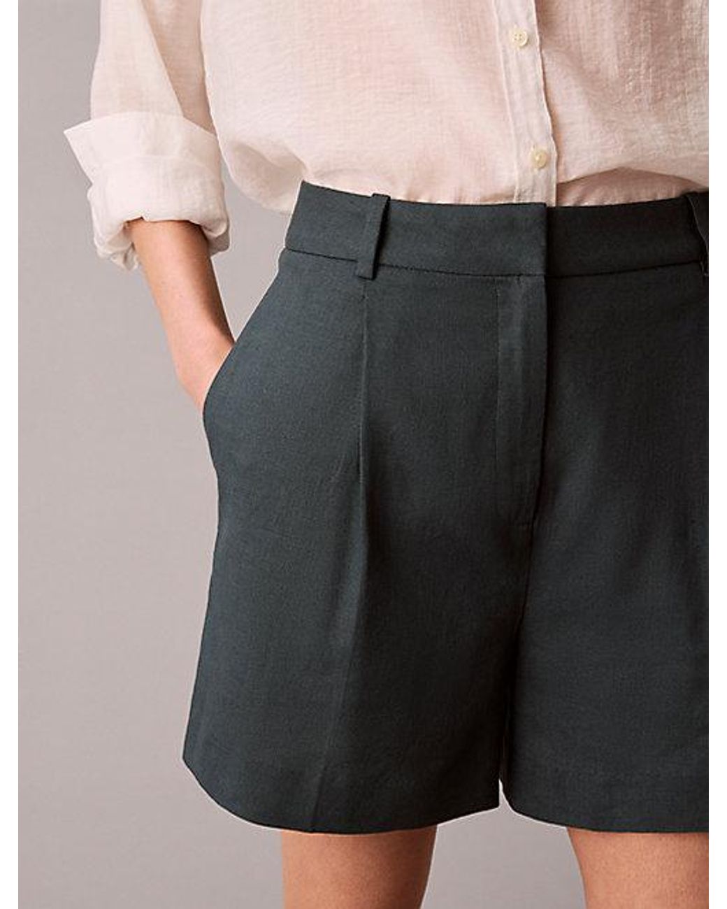 Calvin Klein Multicolor Jeans Linen Blend Tailored Shorts