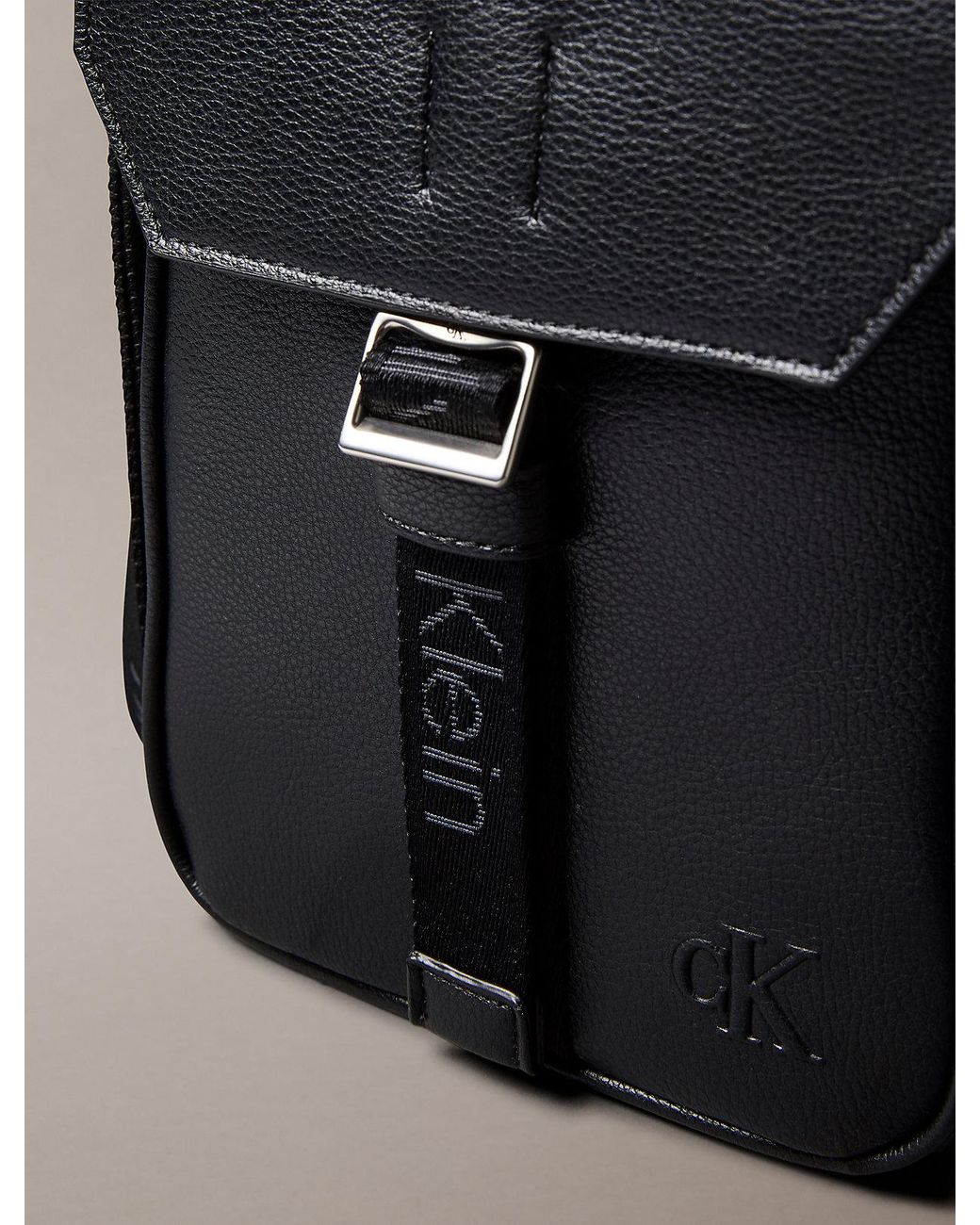 Calvin Klein Black Cargo Flap Reporter Bag for men