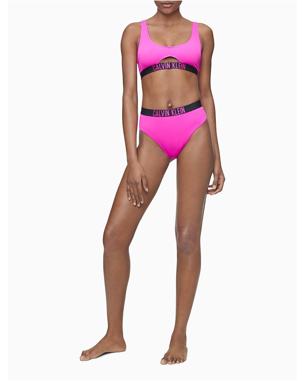 Calvin Klein Intense Power High Waist Brazilian Bikini Bottom in Pink