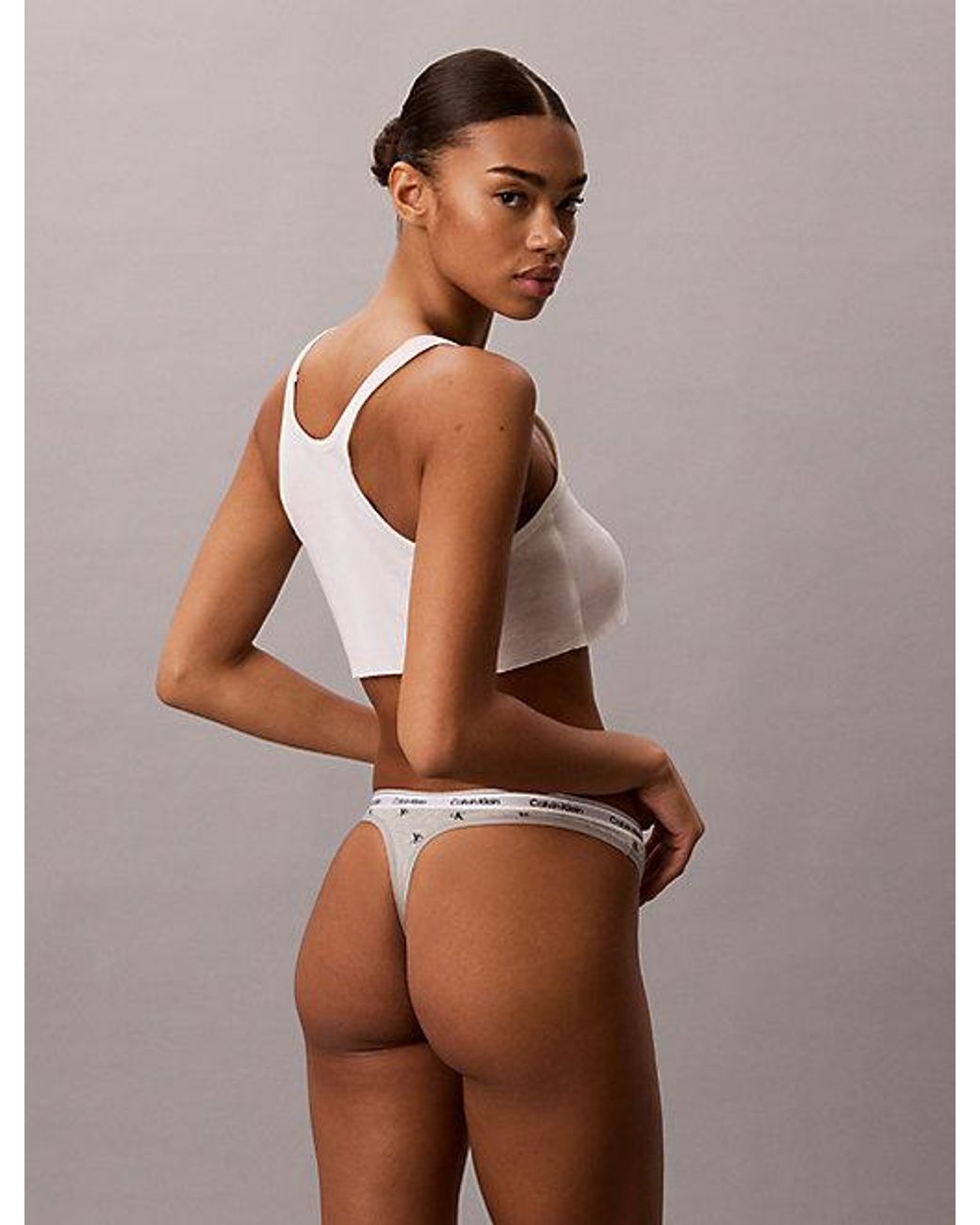 Calvin Klein Brown Thong Icon Logo