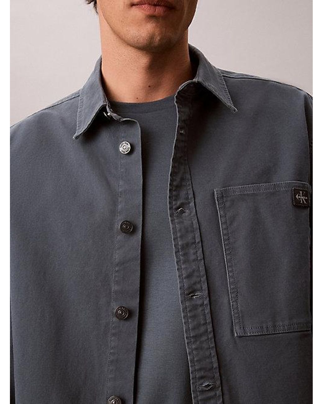 Calvin Klein Gray Jeans Cotton Canvas Shirt Jacket for men