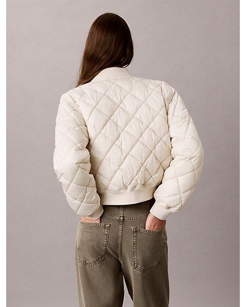 Calvin Klein Natural Jeans Satin Quilted Bomber Jacket