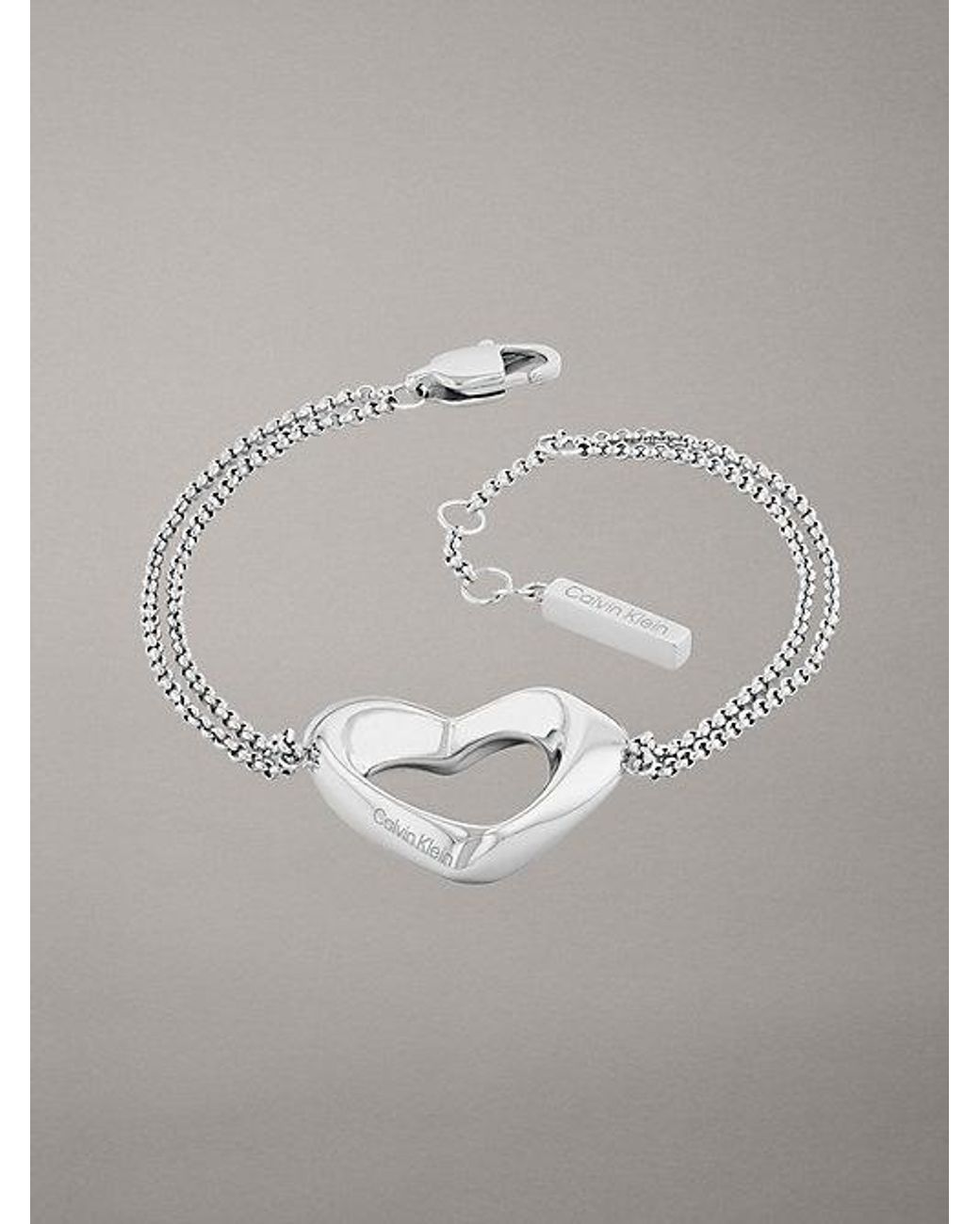 Calvin Klein Metallic Double Chain Heart Bracelet