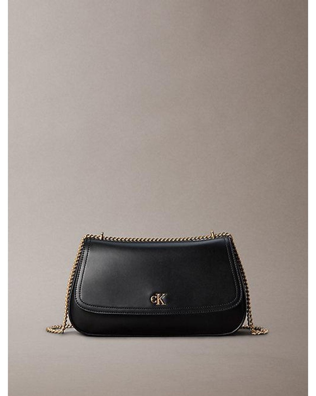 Calvin Klein Gray Monogram Hardware Shoulder Bag