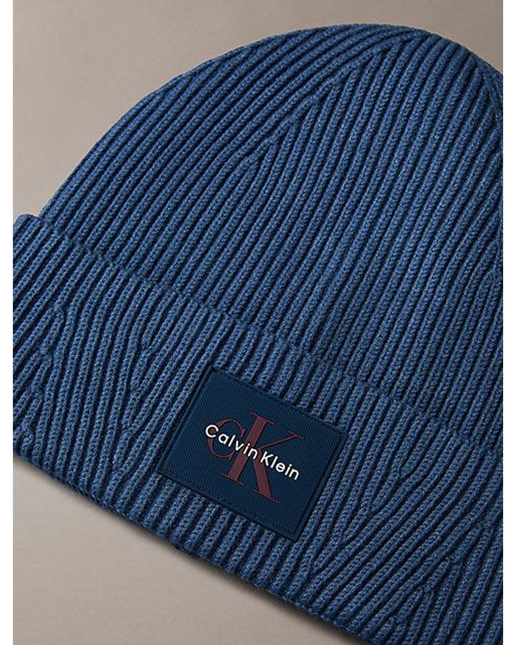 Calvin Klein Blue Signature Logo Beanie for men