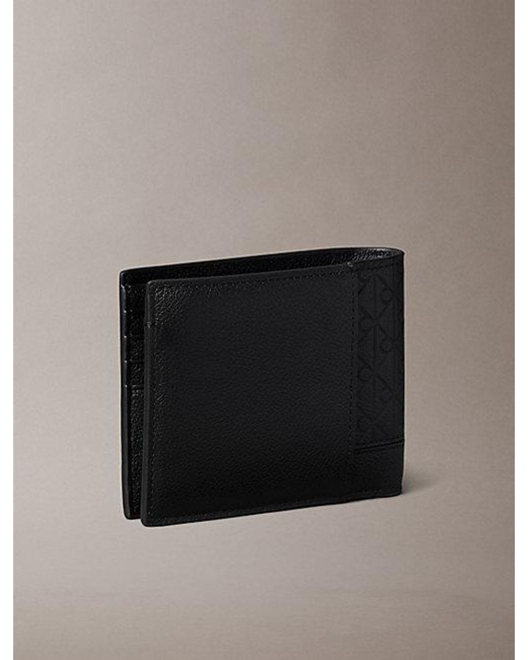Calvin Klein Gray Leather Emblem Rfid Billfold Wallet for men