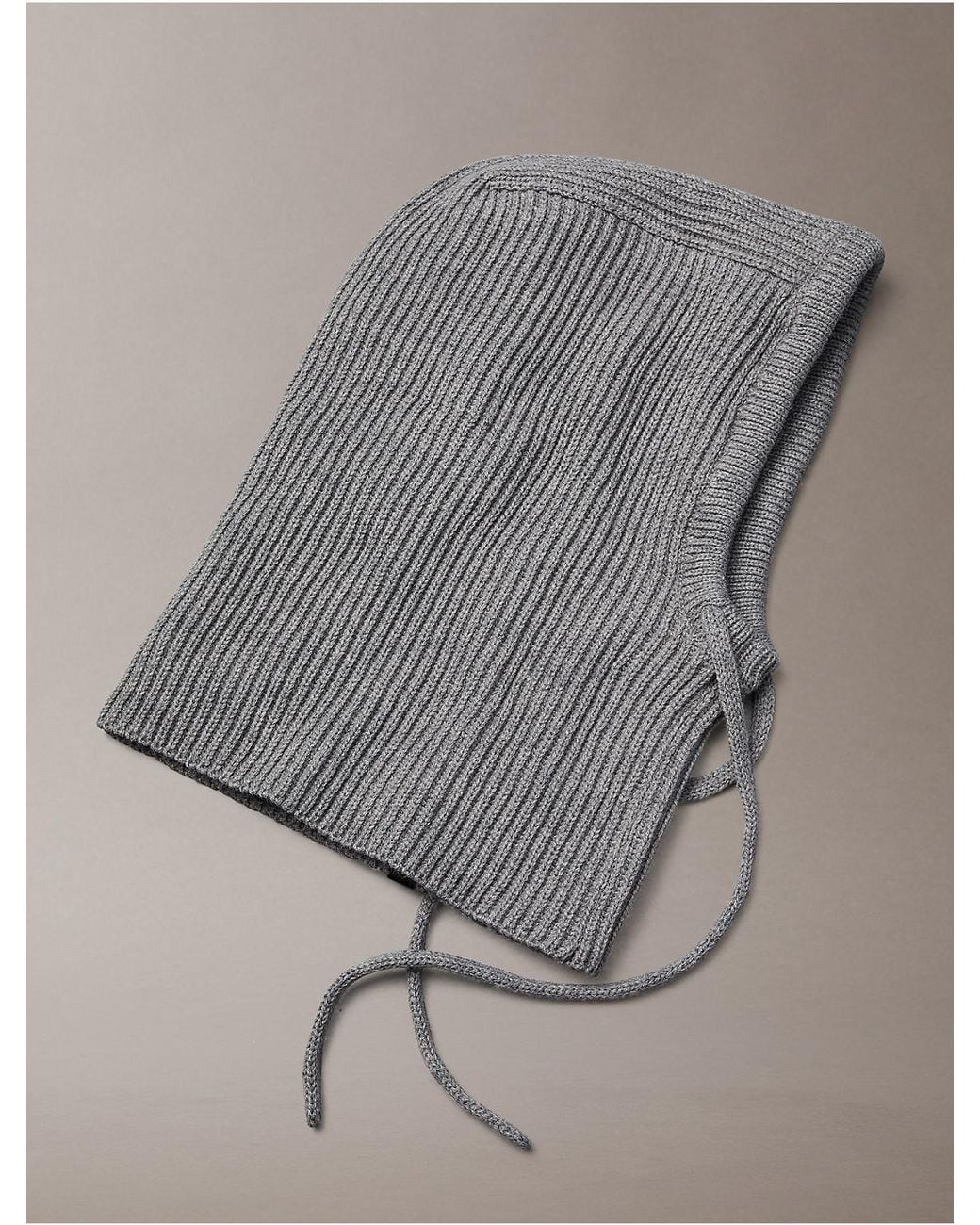Calvin Klein Gray Ribbed Drawstring Balaclava for men