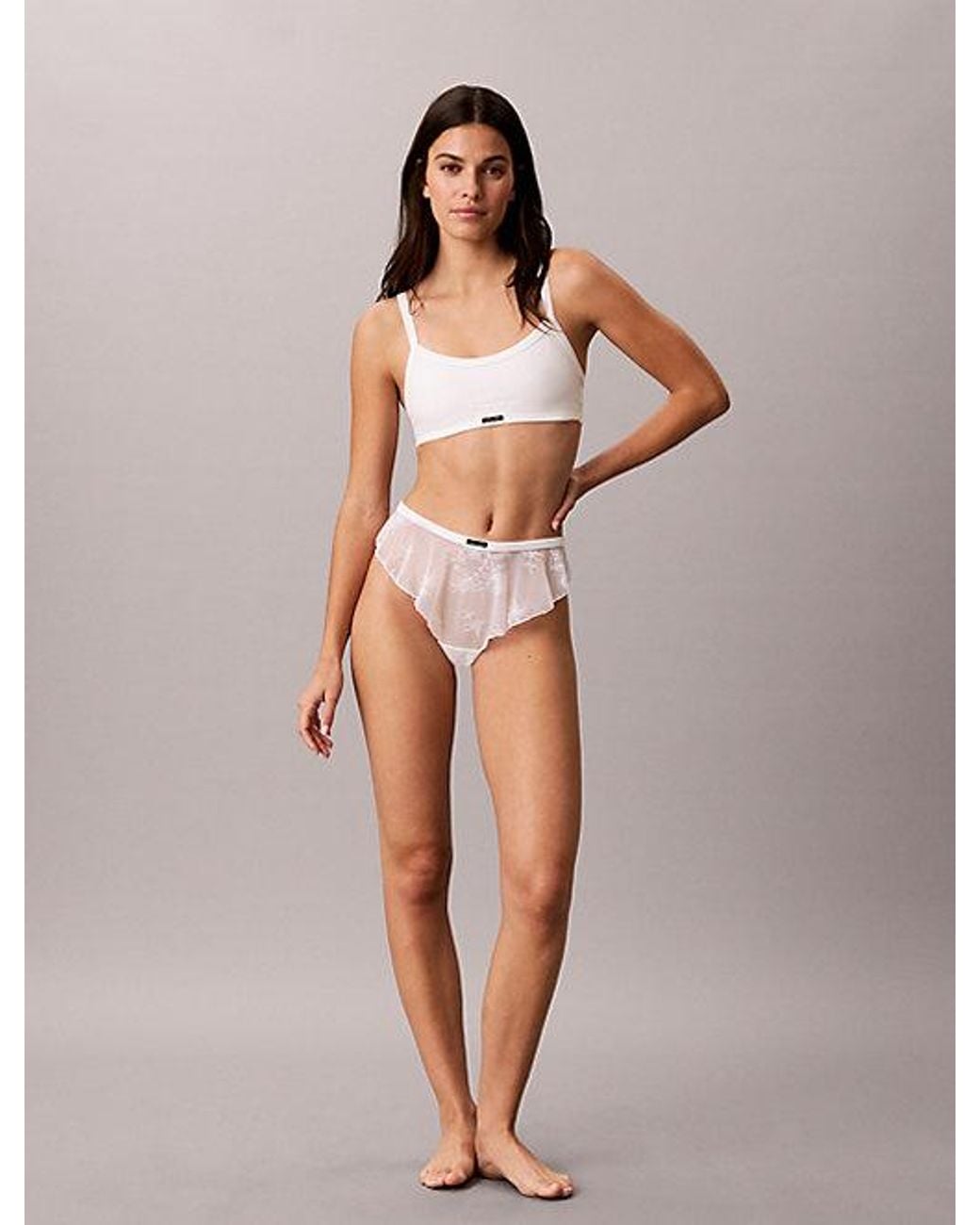 Calvin Klein White Tanga Eternal Floral Lace