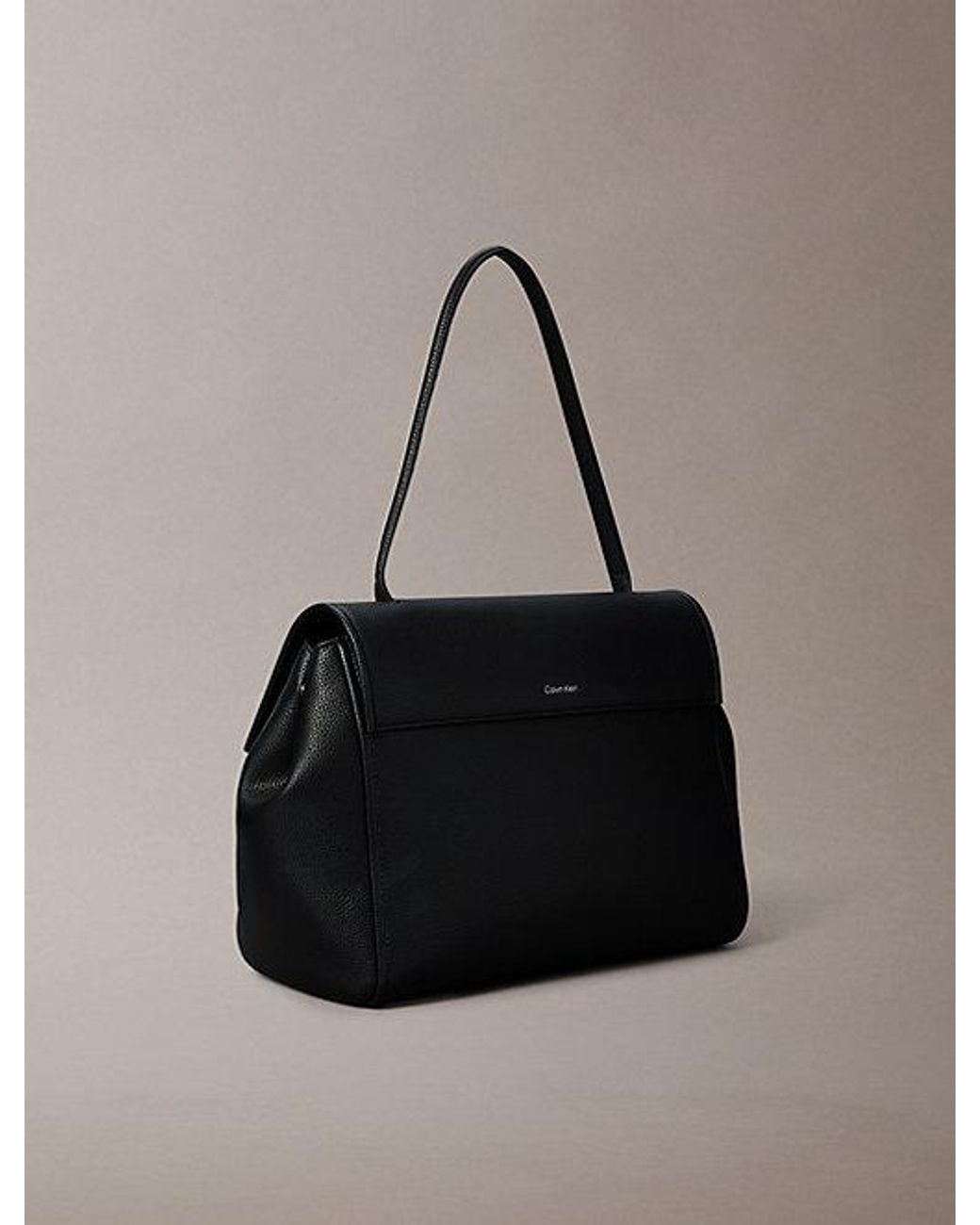 Calvin Klein Black Pebble Grain Satchel Bag