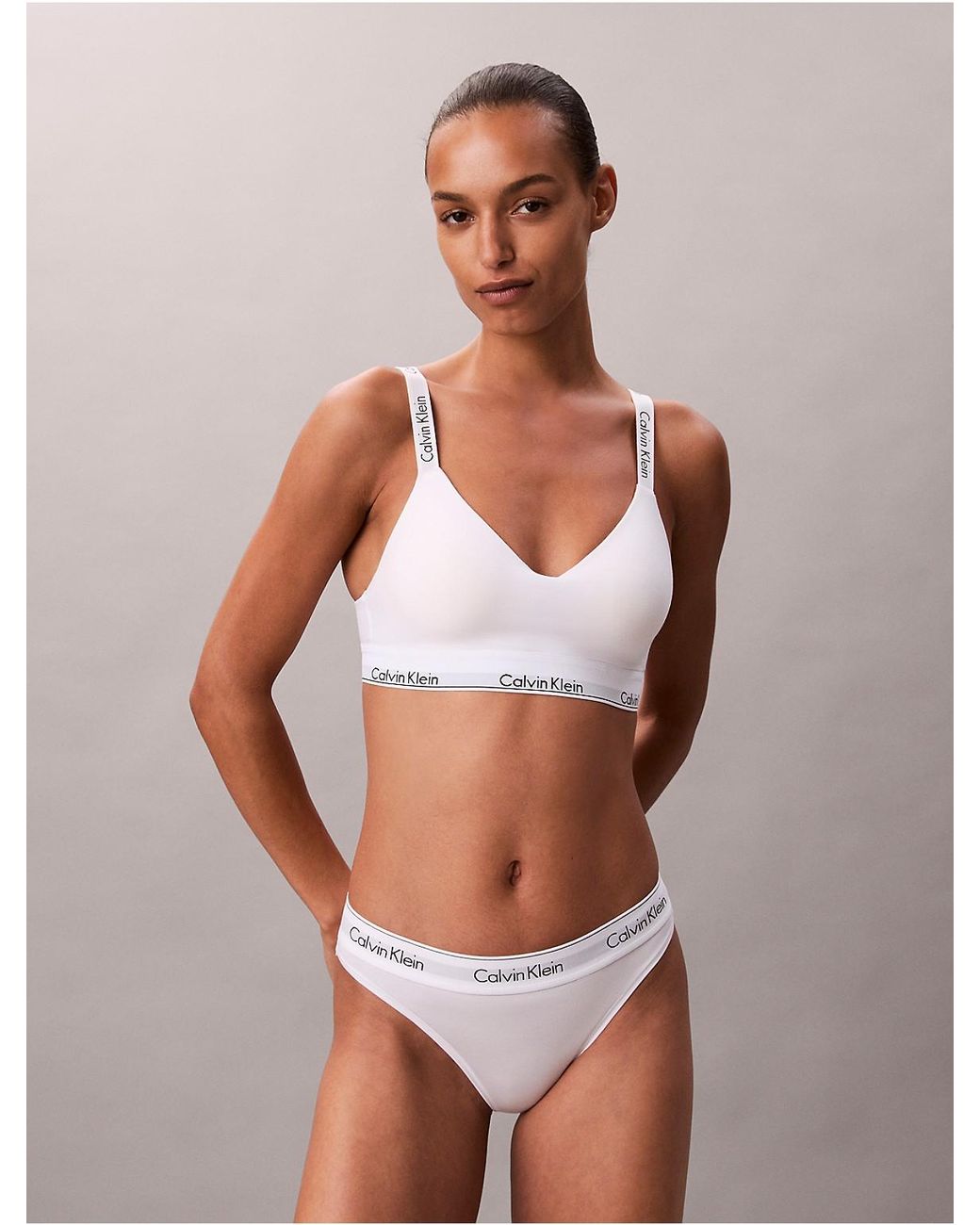 Calvin Klein White Lightly Lined Bralette Icon Cotton Modal