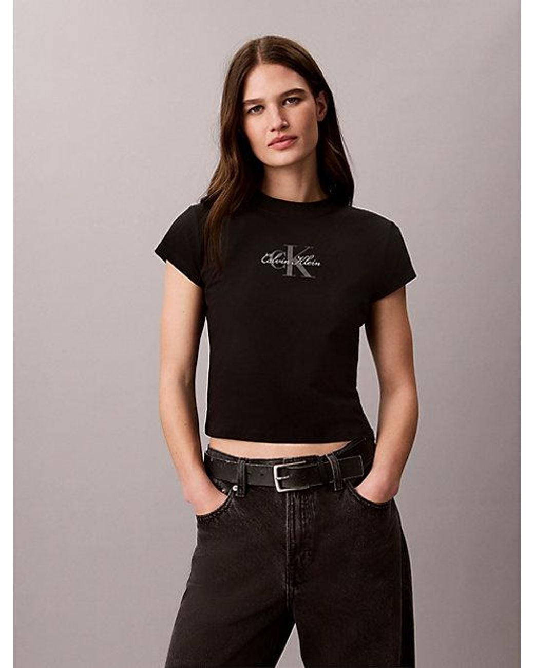 Calvin Klein Black Jeans Monologo Baby Tee