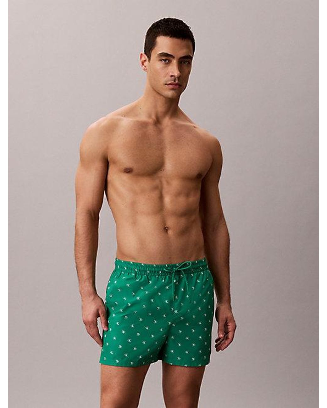 Calvin Klein Green Short Drawstring Swim Shorts Essentials for men