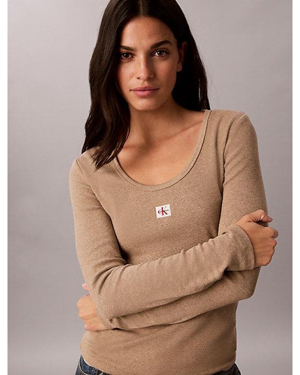 Calvin Klein Multicolor Jeans Ribbed Cotton Long Sleeve Top