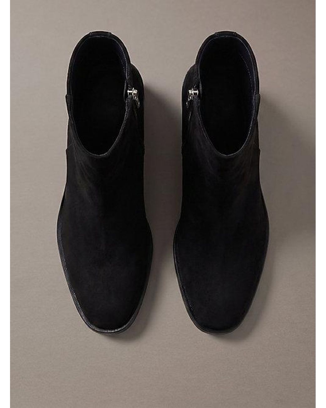 Calvin Klein Black Suede Block Heel Ankle Boots