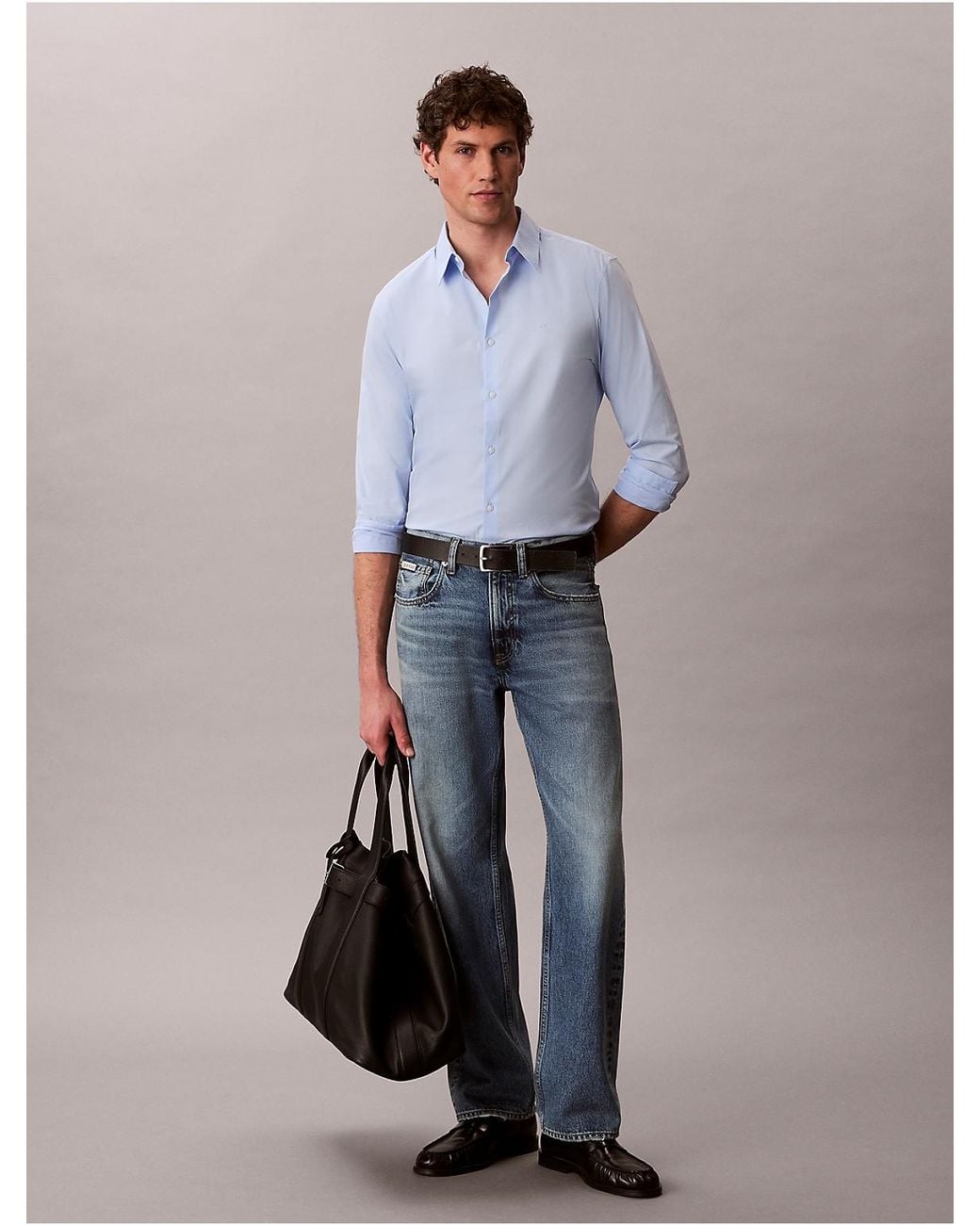 Calvin Klein Blue Slim Stretch Button-Down Shirt for men