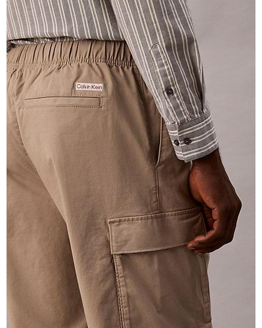 Calvin Klein Natural Jeans Straight Cotton Twill Cargo Trousers for men