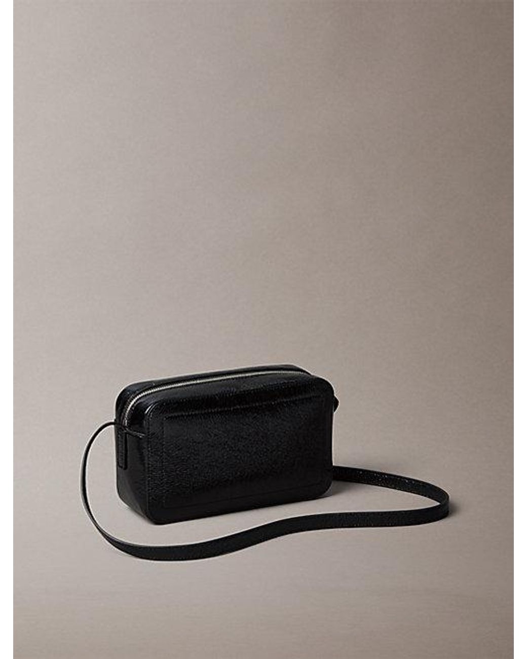 Calvin Klein Black Signature Monogram Crossbody Camera Bag