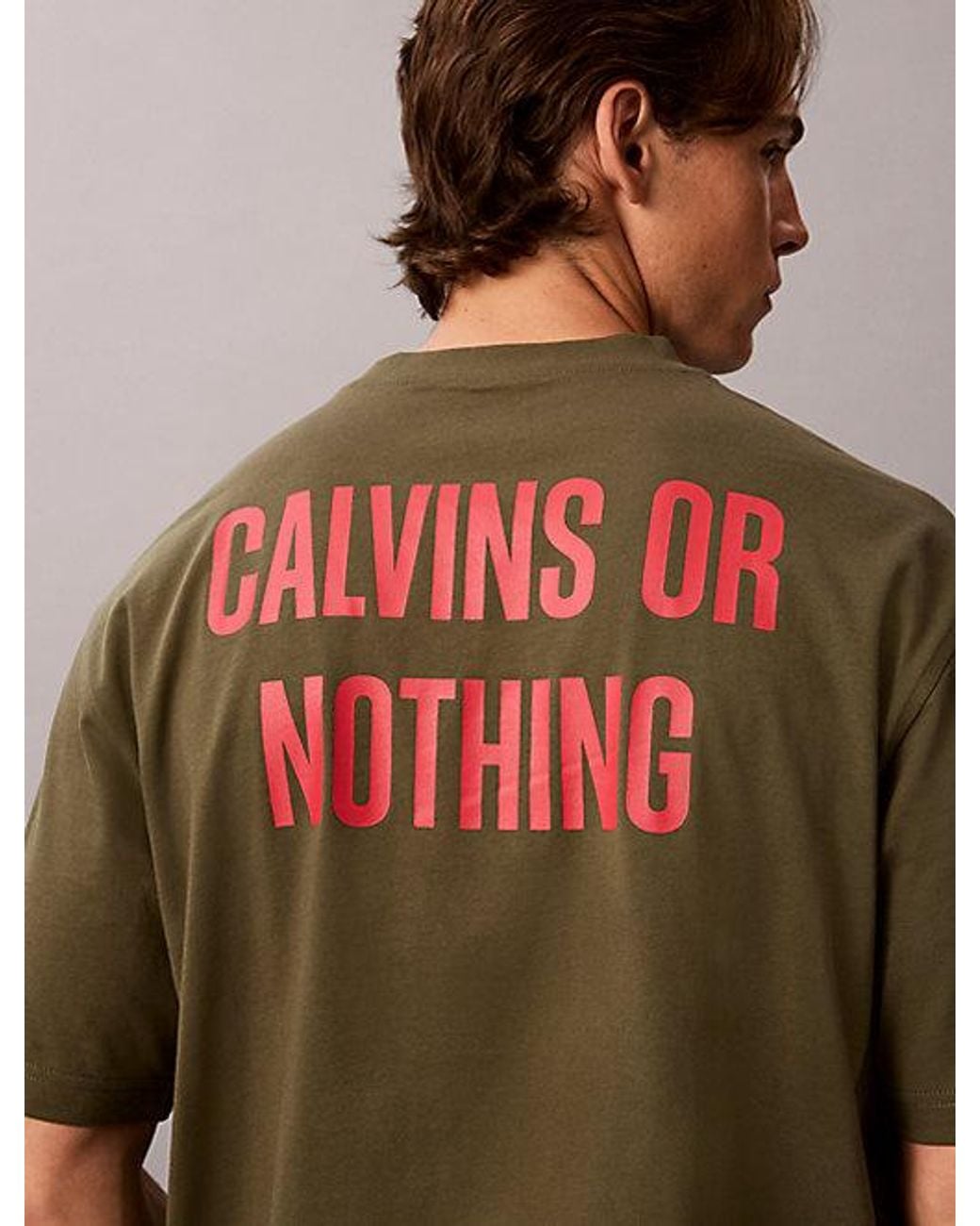 Calvin Klein Green Jeans Relaxed Calvins Or Nothing Graphic T-Shirt for men