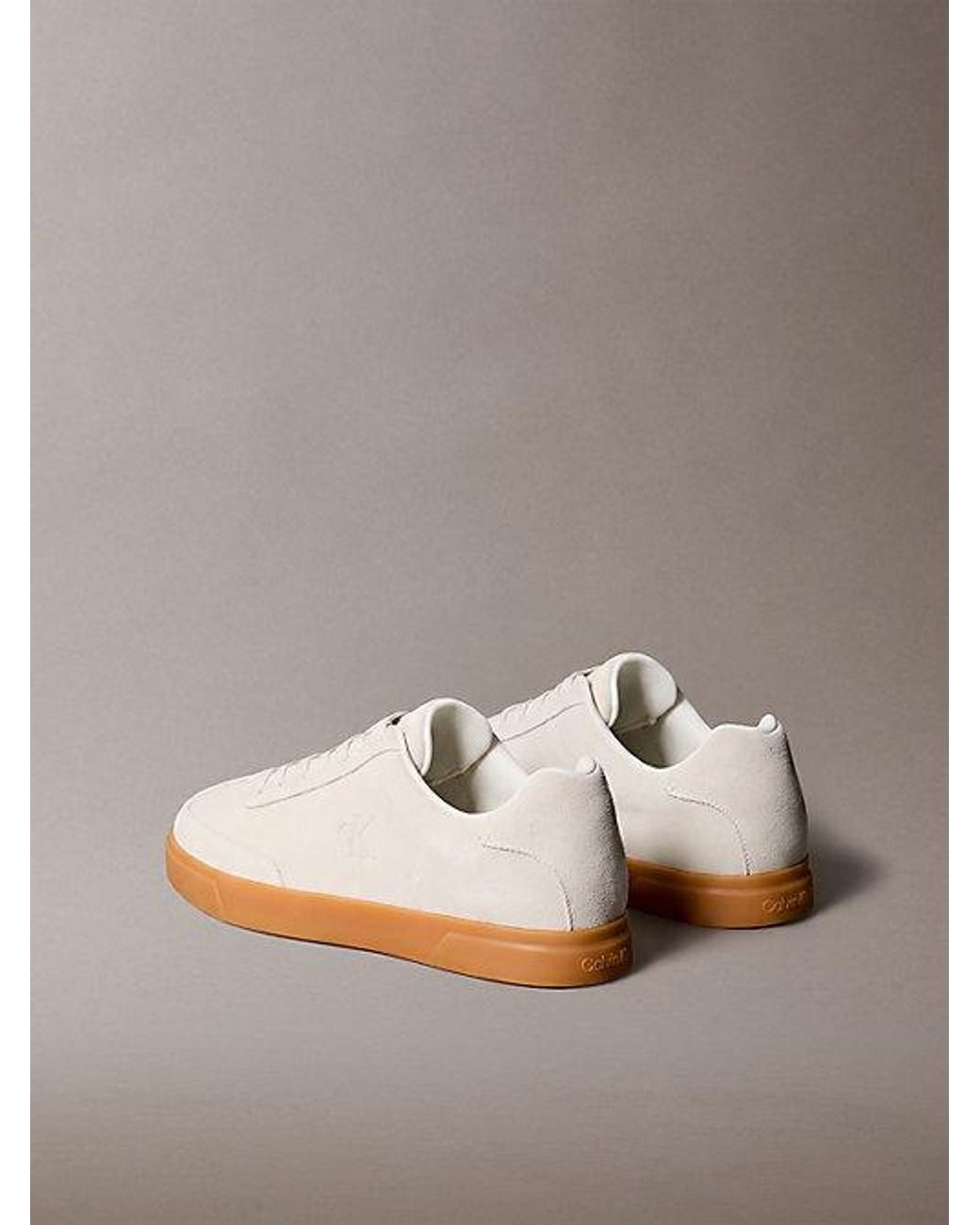 Calvin Klein Gray Suede Signature Logo Trainers for men