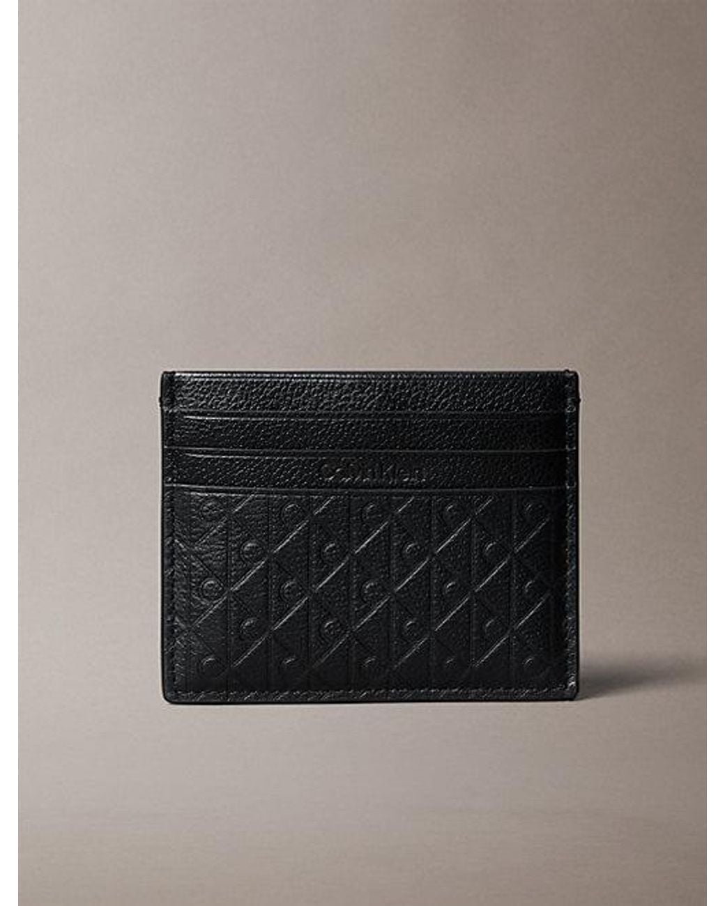Calvin Klein Black Leather Emblem Rfid Cardholder for men