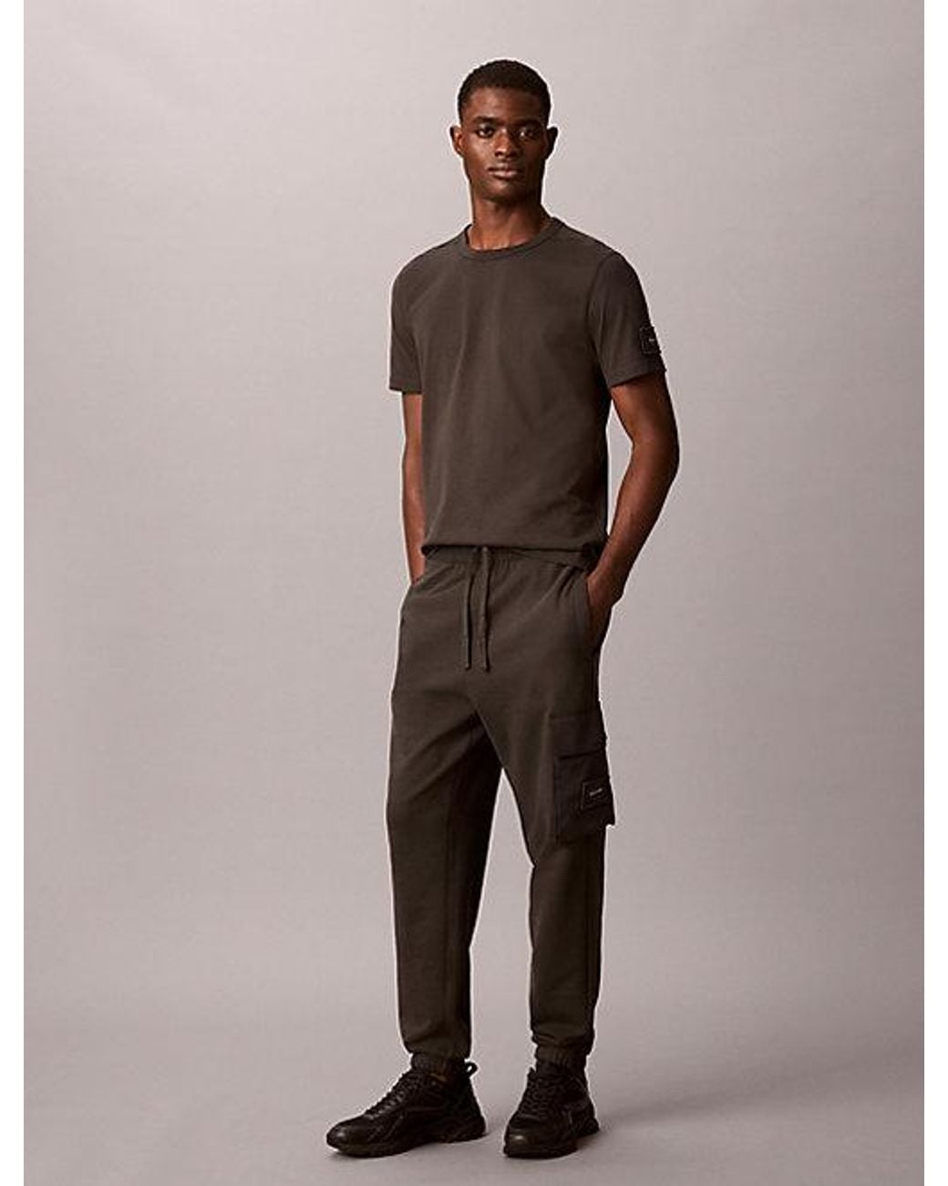 Calvin Klein Brown Jeans Sueded Jersey Badge T-Shirt for men