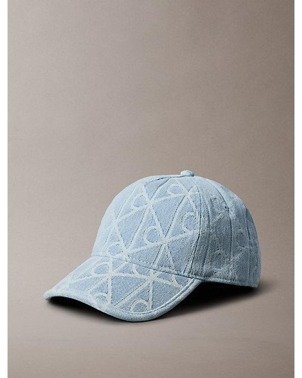 Calvin Klein Blue Allover Emblem Logo Denim Baseball Cap