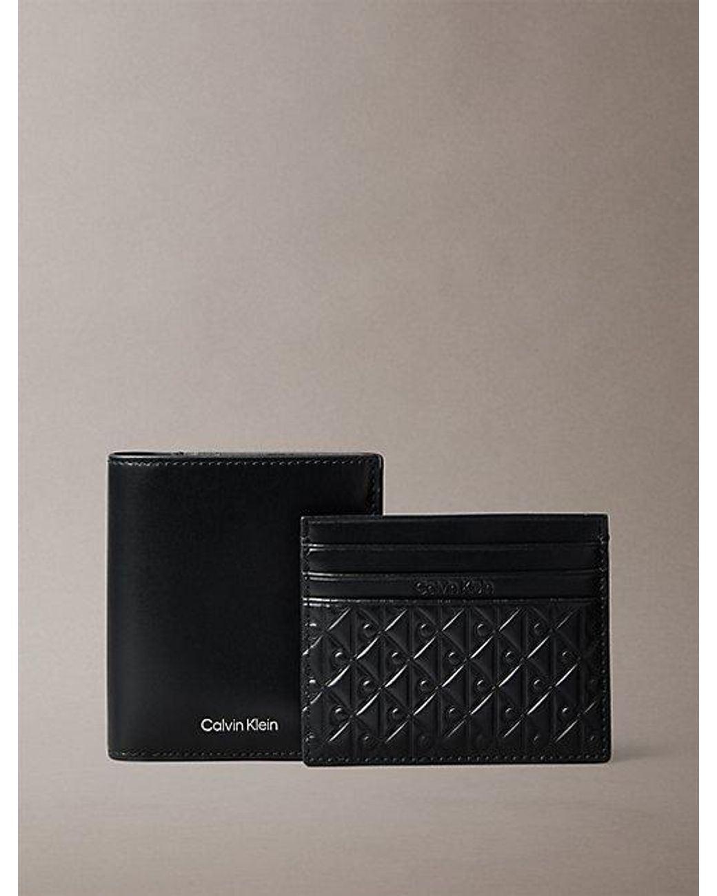 Calvin Klein Black Leather Rfid Cardholder And Wallet Gift Set for men