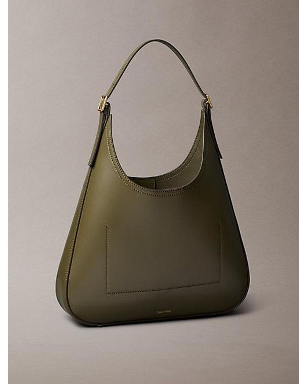 Calvin Klein Green Monogram Hardware Curved Shoulder Bag