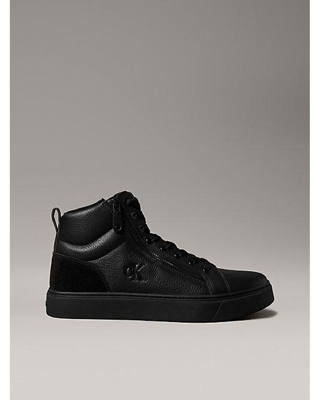Calvin Klein Black Jeans Leather Zip High Top Trainers for men