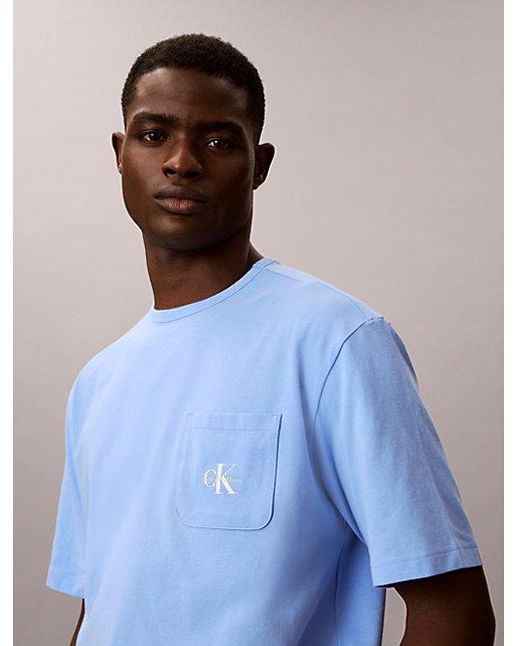 Calvin Klein Blue Pyjama T-Shirt Icon Cotton Stretch Graphic for men