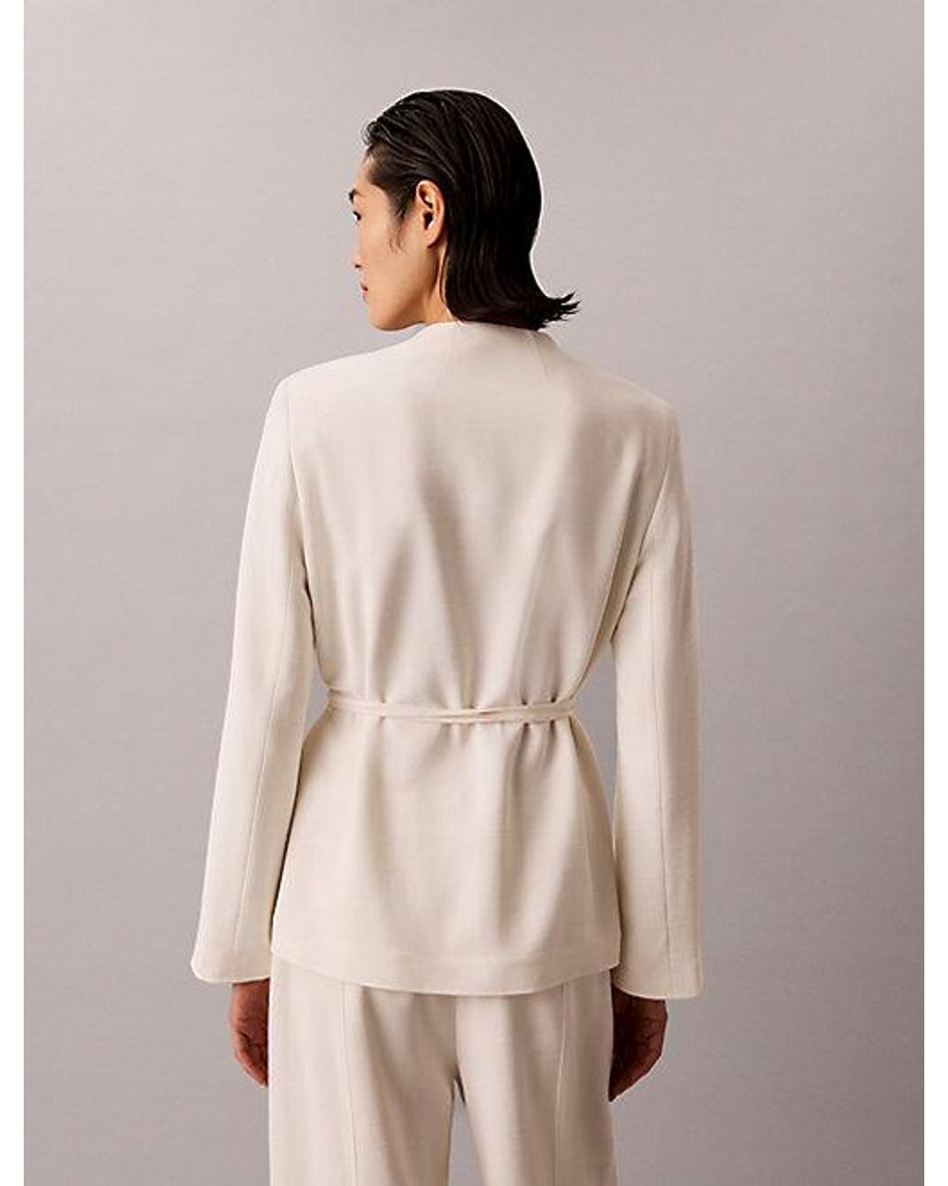 Calvin Klein Blazer Met Structuurglans in het Natural