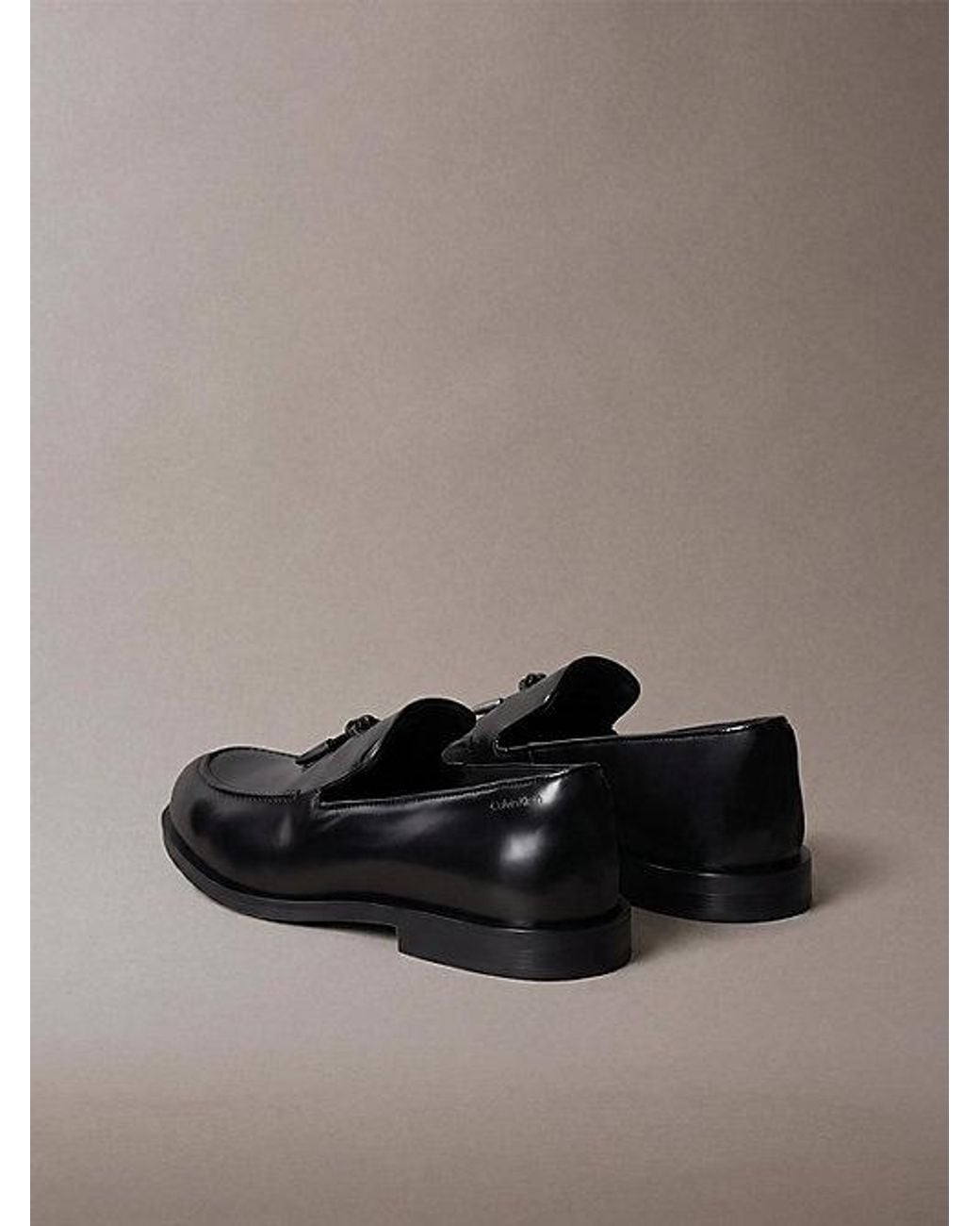 Calvin Klein Gray Theo Leather Tassle Loafers for men