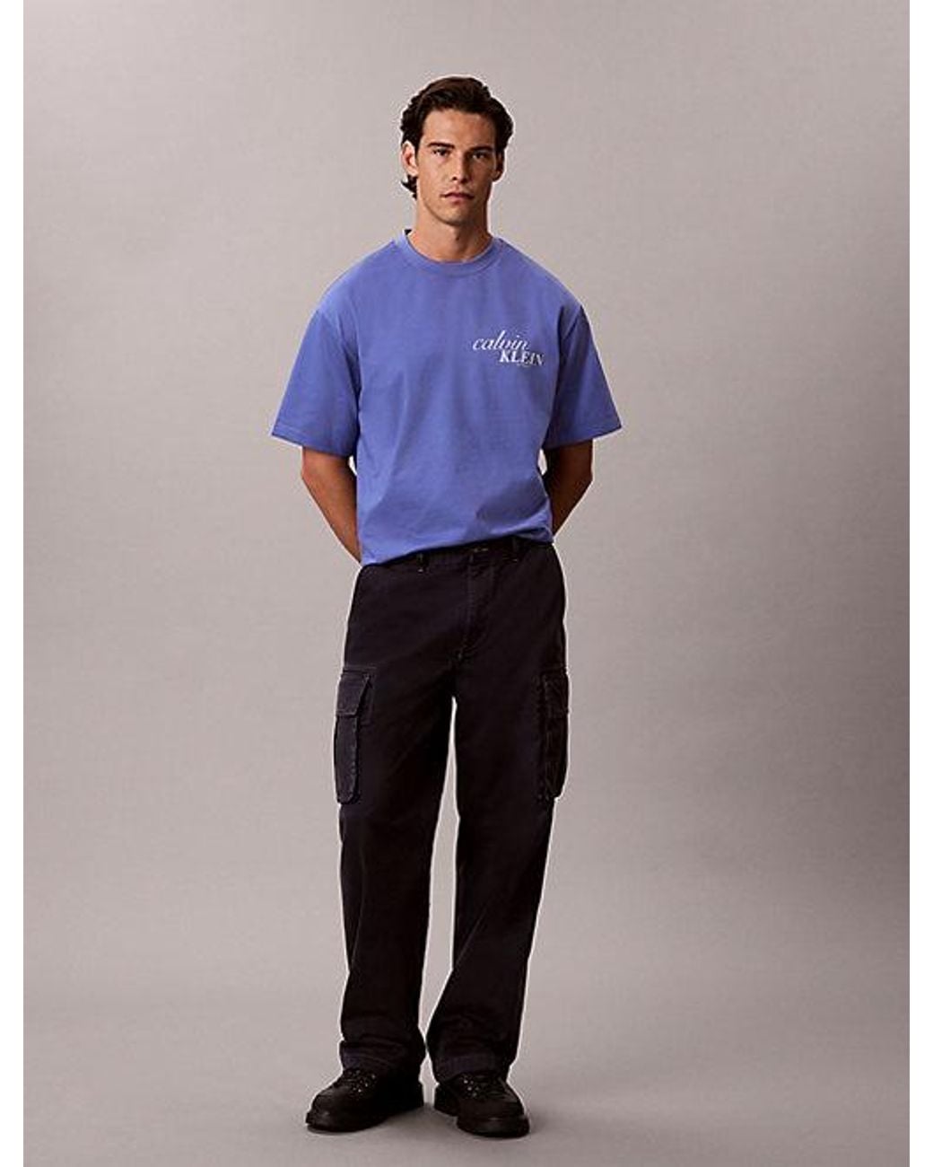 Calvin Klein Purple Jeans Heavy Jersey Back Logo T-Shirt for men