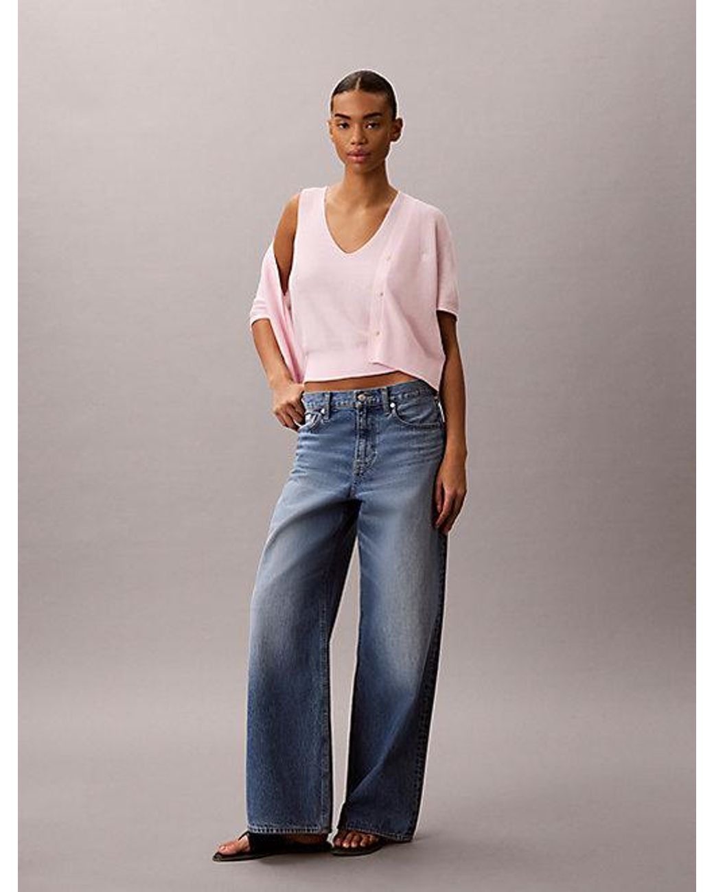 Calvin Klein Blue Jeans Cotton Knit Short Sleeve Twin Set