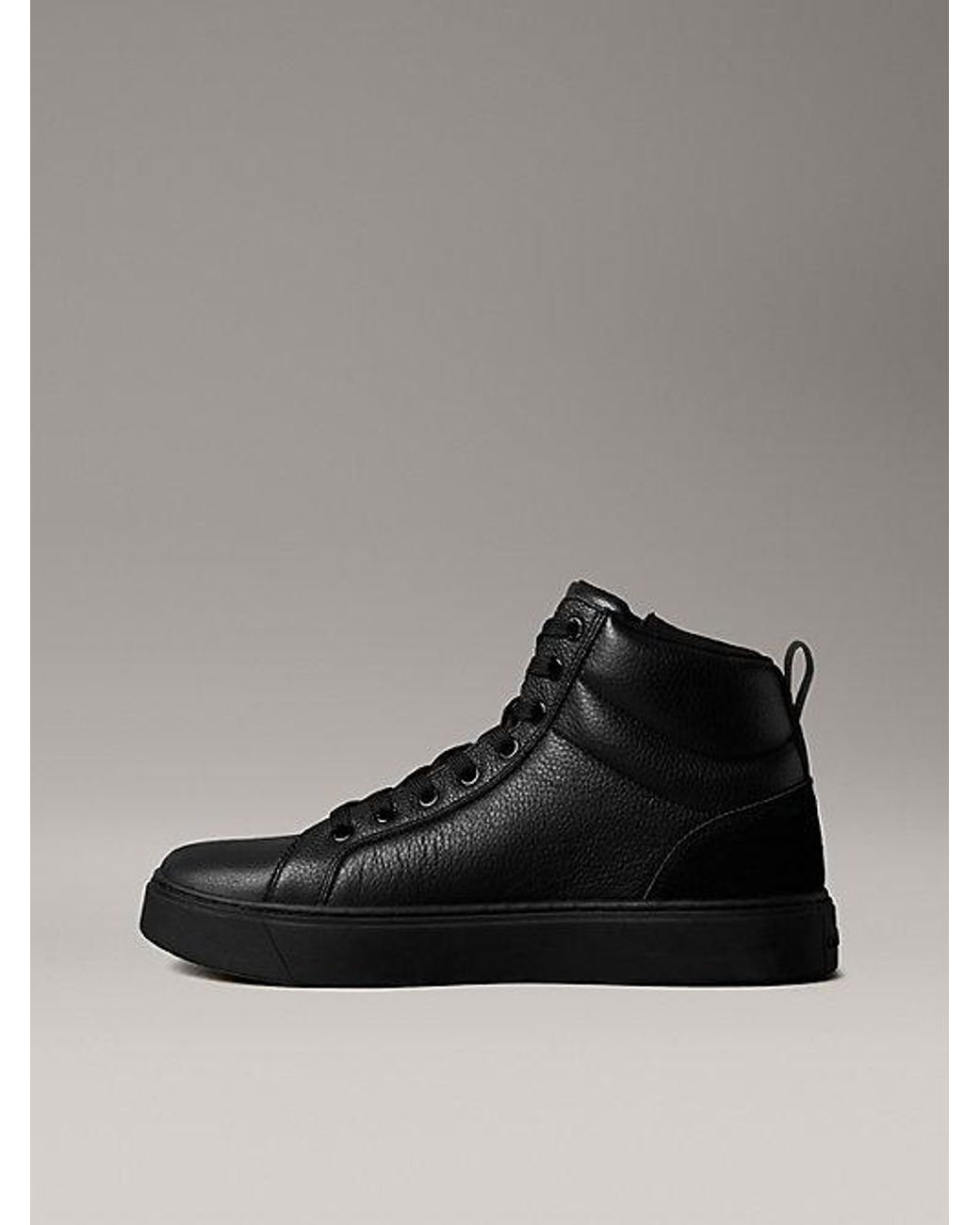 Calvin Klein Black Jeans Leather Zip High Top Trainers for men