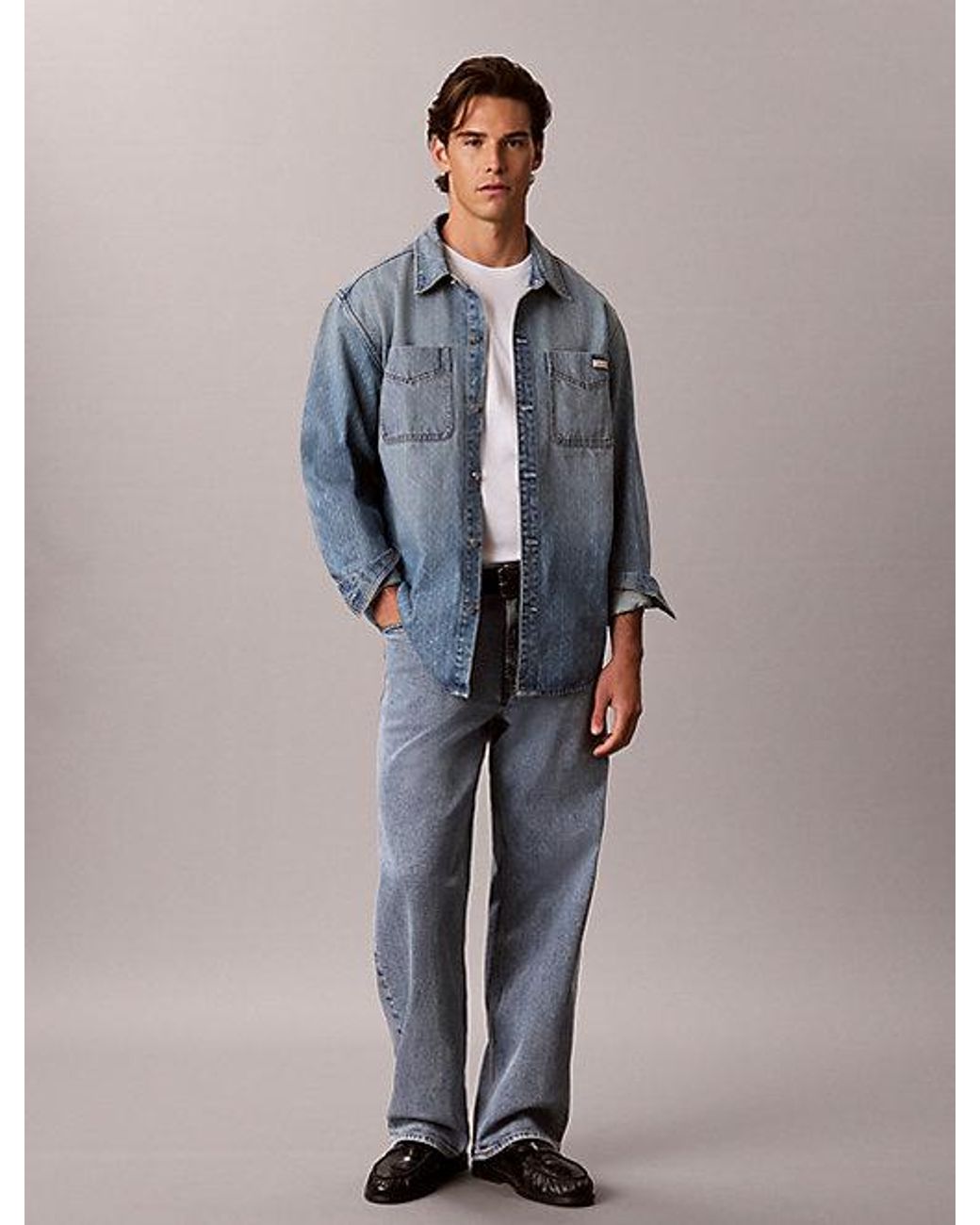 Calvin Klein Gray Jeans 90S Relaxed Logo Denim Overshirt for men