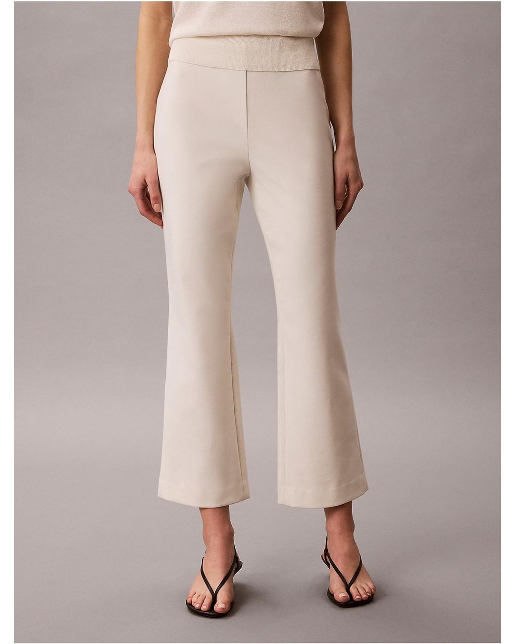 Calvin Klein Natural Ponte Cropped Flared Pants